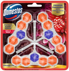 Domestos Aroma Lux WC frissítő blokk, Dahlia Wish, koncentrált illóolajokkal (3x50 g)