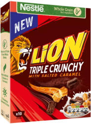 Nestlé Lion Triple Crunchy ropogós gabonapehely sós karamellel, csokoládés bevonattal és tejcsokoládéval (300 g)