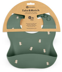 Petite&Mars Szilikon előke Take&Match Green Dinos 6m+ (706717)