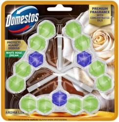 Domestos Aroma Lux WC frissítő blokk, White Rose Dream, koncentrált illóolajokkal (3x50 g)