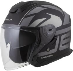 Cassida Cască de motocicletă Cassida Jet Tech 2.0 RoTo, neagră mată, gri-albă (AIM140-2587)