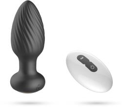 Crushious Dop Anal Twister Remote Control, 7 Moduri Vibratii, 7 Moduri Rotatii, Silicon, USB, Negru, 9.6 cm