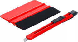 BGS technic Set raclete din plastic pentru aplicare autocolante | pentru folii | cu margine din pâslă | 2 piese (85215)