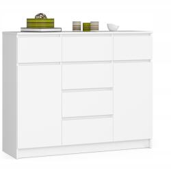 AKORD Komód szekrény K017 120cm 6 fiókos fehér Akd (KOMK017BIA)