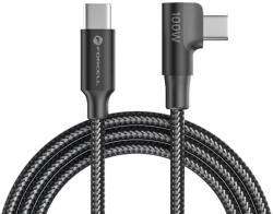  Forcell F-Energy - Type-C / Type-C (USB-C) szövet kábel (90 fokban elfordított csatlakozó véggel), 120 cm / 100W