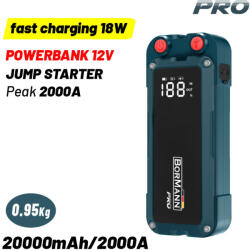 Bormann Power bank și booster pornire auto, încărcare rapidă, 20000 mAh, 12 V, 18 W (BBC9030)