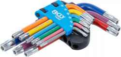 BGS technic Set chei în unghi | multicolore | scurte | profil T (Torx) cu gaură T10 - T50 | 9 piese (74460) Cheie torx