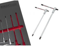 KROFtools Set chei Torx cu mâner T și cap culisant T10-T50, 9 piese, tavă din spumă (234800) Cheie torx