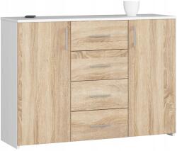 AKORD Komód szekrény K45 110cm 4 fiókos fehér-sonoma Akd (K45BIAŁY-SONOMA)
