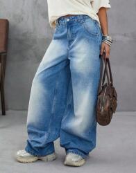 Shein Kék Laza Pamut Farmer Nadrág Shein Zsebekkel 34