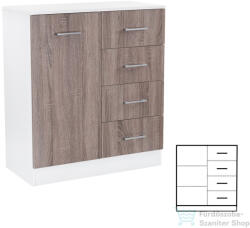 Leziter Miami komód 1ajtós 4 fiókos 80x92 cm yorki tölgy-fehér LMK1A4FYTF (LMK1A4FYTF)