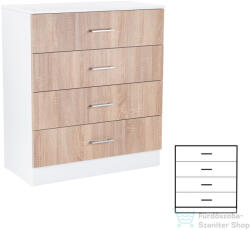 Leziter Miami komód 4 fiókos 80x92 cm sonoma tölgy-fehér LMK4FSTF (LMK4FSTF)
