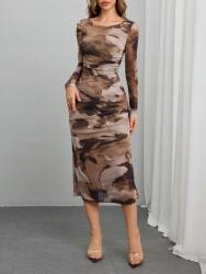 Shein Többszínű Ruha Hosszú Ujjú Mintás Egyenes Shein L