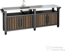 Keter Decocoat unity chef műanyag kerti grill asztal 415l dió 263920 (263920)