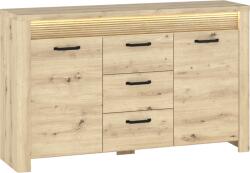 TEMPO KONDELA Comodă cu iluminare LED, stejar artisan, MIRO 2D3S Comoda