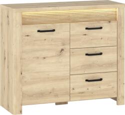 TEMPO KONDELA Comodă cu iluminare LED, stejar artisan, MIRO 1D3S Comoda
