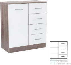 Leziter Miami komód 1ajtós 4 fiókos 80x92 cm fehér-yorki tölgy LMK1A4FFYT (LMK1A4FFYT)