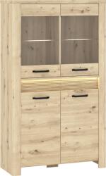 TEMPO KONDELA Vitrină joasă cu iluminare LED, stejar artisan, MIRO 2D2W Comoda
