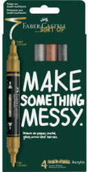 Faber-Castell Akril marker készlet, kétvégű MULTIMARK metálszínek Faber-Castell arany, ezüst, réz, acélszürke 4klf. szín (FC186004) - cartridge