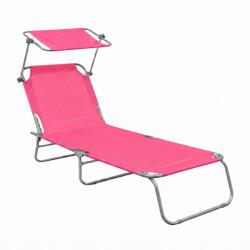 AGA Kerti állítható napozóágy tetővel Rózsaszín (MR4254-Pink)