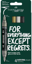 Faber-Castell Akril marker készlet, kétvégű MULTIMARK klasszikus színek Faber-Castell fehér, ezüst, arany, fekete 4klf. szín (FC186010) - cartridge