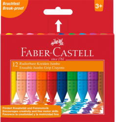 Faber-Castell Zsírkréta készlet háromszögletű radírozható GRIP Jumbo Faber-Castell 12klf. szín (FC122540) - cartridge