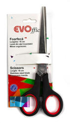 EVOffice Olló 16cm, műanyag fekete-piros nyél hegyes penge EVOFFICE (EV3F06) - cartridge