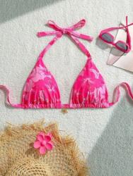 Shein EC22312 Shein Bikini Felső Rózsaszín Csomózott Virágokkal (16) L