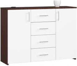 AKORD Komód szekrény K45 110cm 4 fiókos wenge-fehér Akd (OP0LWARWENBIA)