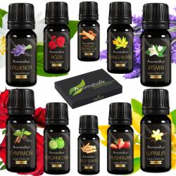 Aromaholik 100% Természetes Illóolajok Aromaterápiához Tanúsítványok 10x10ml (Afrodyzjaków)