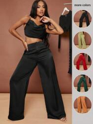 Shein IC34214 Shein Magas Derekú Szatén Nadrág (16) M