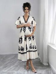 Shein DC43118 Shein Mintás Kismama Ruha Maxi Nyakkivágással (16) S