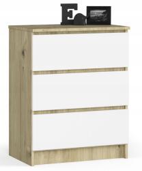 AKORD Komód szekrény K60 3 fiókos artisan-fehér Akd (K60ARTISAN-BIAŁY3S)