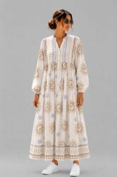 SHOPIKA Rochie maxi din vascoza cu imprimeu solar si inspiratie boho, alb-bej Talie unica