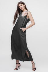SHOPIKA Rochie lunga A-line din in, fara maneci, gri Talie unica