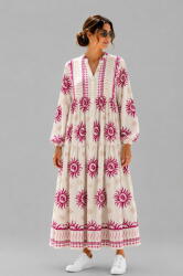 SHOPIKA Rochie maxi din vascoza cu imprimeu solar si inspiratie boho, alb-fucsia Talie unica