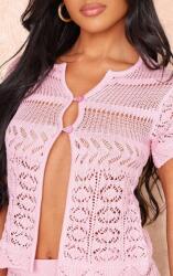 Prettylittlething IC65213 Prettylittlething Kötött Felső Rózsaszín Rövid Ujjú (16) S