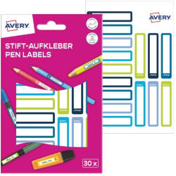 AVERY Etikett toll címke iskolai, 50 x 10 mm 30 címke/2 ív, Avery kék/zöld (RESMI30G) - tonerpiac