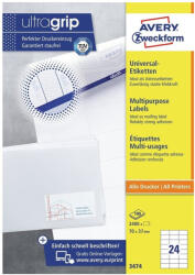 AVERY Etikett címke, 70 x37mm, univerzális, 24 címke/ív, 100 ív/doboz, Avery fehér (3474) - tonerpiac - 15 079 Ft