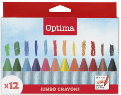 Optima Zsírkréta OPTIMA Jumbo kerek hegyezett 12 színű (100140)