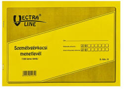 VECTRALINE Nyomtatvány személygépkocsi menetlevél VECTRALINE A/4 fekvő 100 lapos (DGJ-31) - tonerpiac
