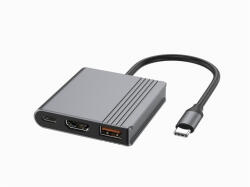 Gembird A-CM-COMBO3-05 USB Type-C 3-in-1 Multi-Port Adapter Space Grey (A-CM-COMBO3-05)