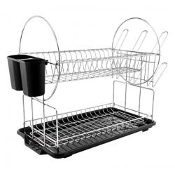 HausRoland Сушилник за съдове HausRoland HR302-1/HR302-2, 2 нива, Хром/Черен - Код G9163 (G9163-6954125106229)