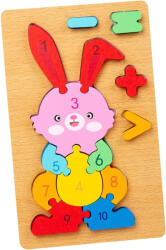  Puzzle din lemn 3D cu piese numerotate si operatii aritmetice Iepuras (102375)