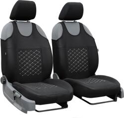 AUTO-DEKOR Huse auto universale din material textil MOTIVE potrivite pentru Fiat Punto, negre cu cusături gri, 2 buc