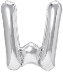 Flippy Balon Folie Metalizata Litera W, Flippy, 80 cm, Umflati cu Heliu sau Aer, Ambalaj Individual, Pai inclus, Argintiu (129477)