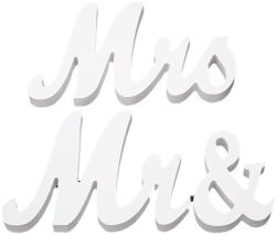 Flippy Decor pentru Masa, Flippy, Model Mr&Mrs, Tematica Nunta, 10x20 cm, Alb (131223)