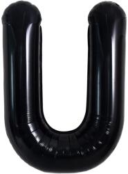 Flippy Balon Folie Metalizata Litera U, Flippy, 40 cm, Umflati cu Heliu sau Aer, Ambalaj Individual, Pai inclus, Negru (129371)