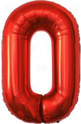 Flippy Balon din Folie Metalizata Flippy, Figurina Cifra, Tema Aniversare 80 cm, Ambalaj Individual, Pai inclus, Umflare cu Aer sau Heliu, Rosu, Cifra 0 (129136)