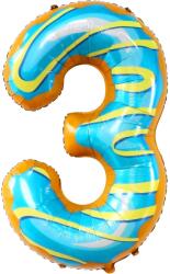 Flippy Balon din Folie Metalizata Flippy, Figurina Cifra, Imprimeu Gogosi, Tema Aniversare 100 cm, Ambalaj Individual, Pai inclus, Umflare cu Aer sau Heliu, Multicolor, Cifra 3 (129129)